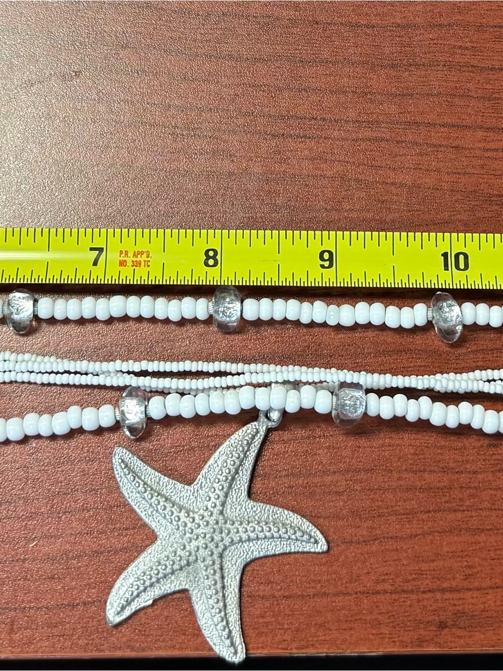 Multi-Strand Coastal White Beaded Necklace with Starfish Pendant - Picture 5 of 10